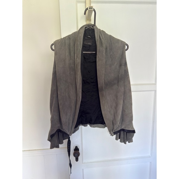 Grai Women Grey Suede Leather Draped Ruffle Peplum Vest Made in USA Size M - Picture 7 of 12